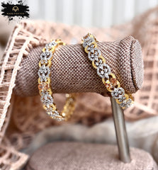 Made For Her Diamond Aura Zircon Bangles - Golden - KKB1024