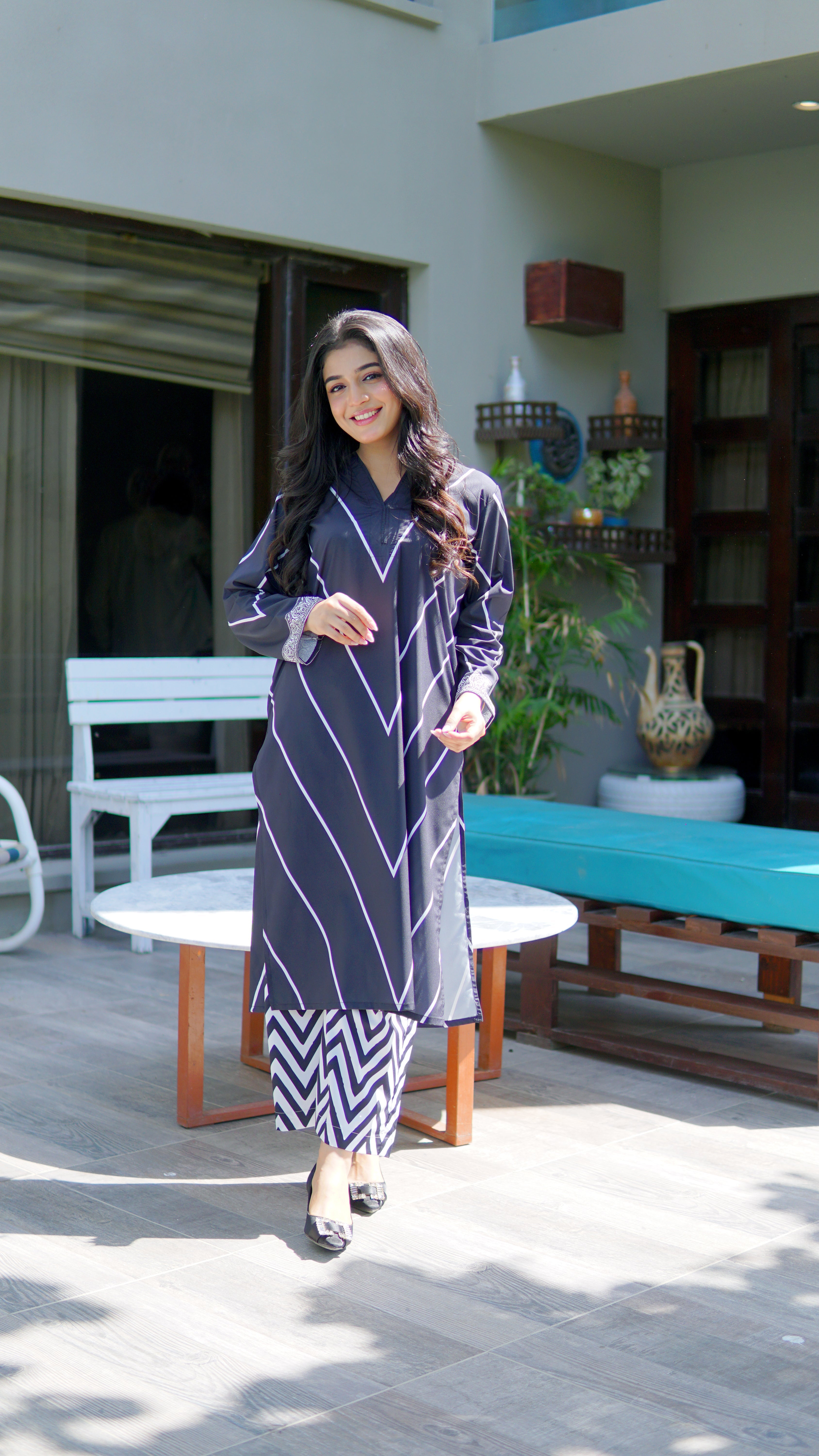 Dhaga Stitched 2 Piece Solids Crepe Summer Collection'2025-Charcoal