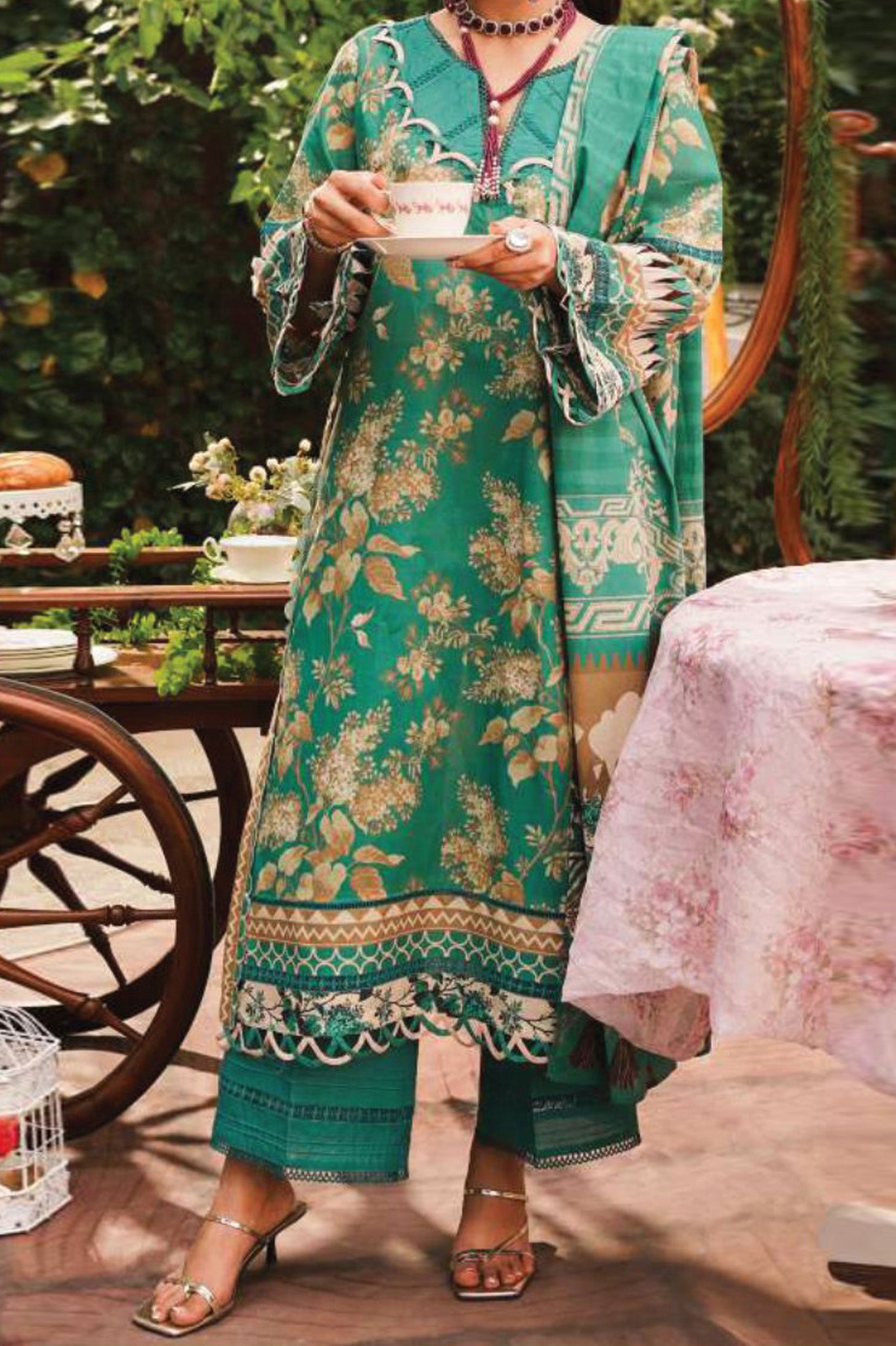 Elaf Prints Unstitched 3 Piece Printed Lawn Collection'2024-EEP-04-B-Chic Teal