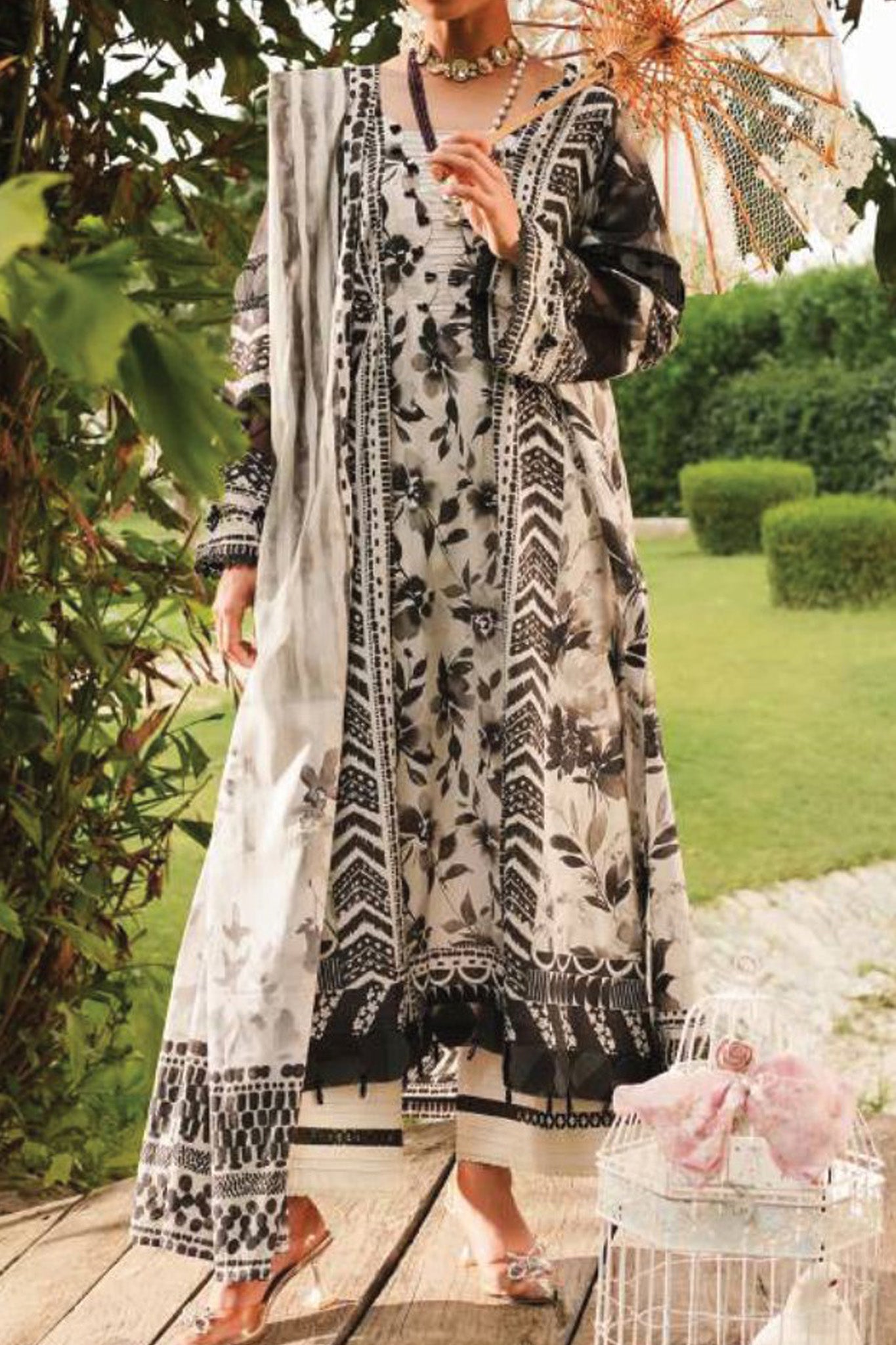 Elaf Prints Unstitched 3 Piece Printed Lawn Collection'2024-EEP-07-B-Black Blossom