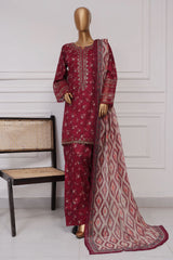 Malika By Sada Bahar Stitched 3 Piece Emb Festive Vol-03 Collection'2025-EMB-1516-Maroon