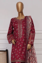 Malika By Sada Bahar Stitched 3 Piece Emb Festive Vol-03 Collection'2025-EMB-1516-Maroon