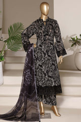 Sada Bahar Stitched 3 Piece Luxury Peplum Frock Vol-02 Suit-EMB-828-BLACK