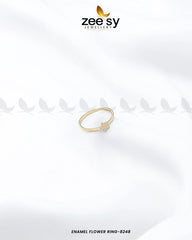 Enamel flower Ring-8248 Golden White - Zeesy Jewellery