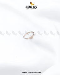 Enamel flower Ring-8248 Rose Gold White - Zeesy Jewellery