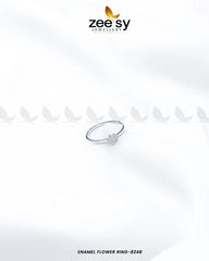 Enamel flower Ring-8248 Silver White - Zeesy Jewellery