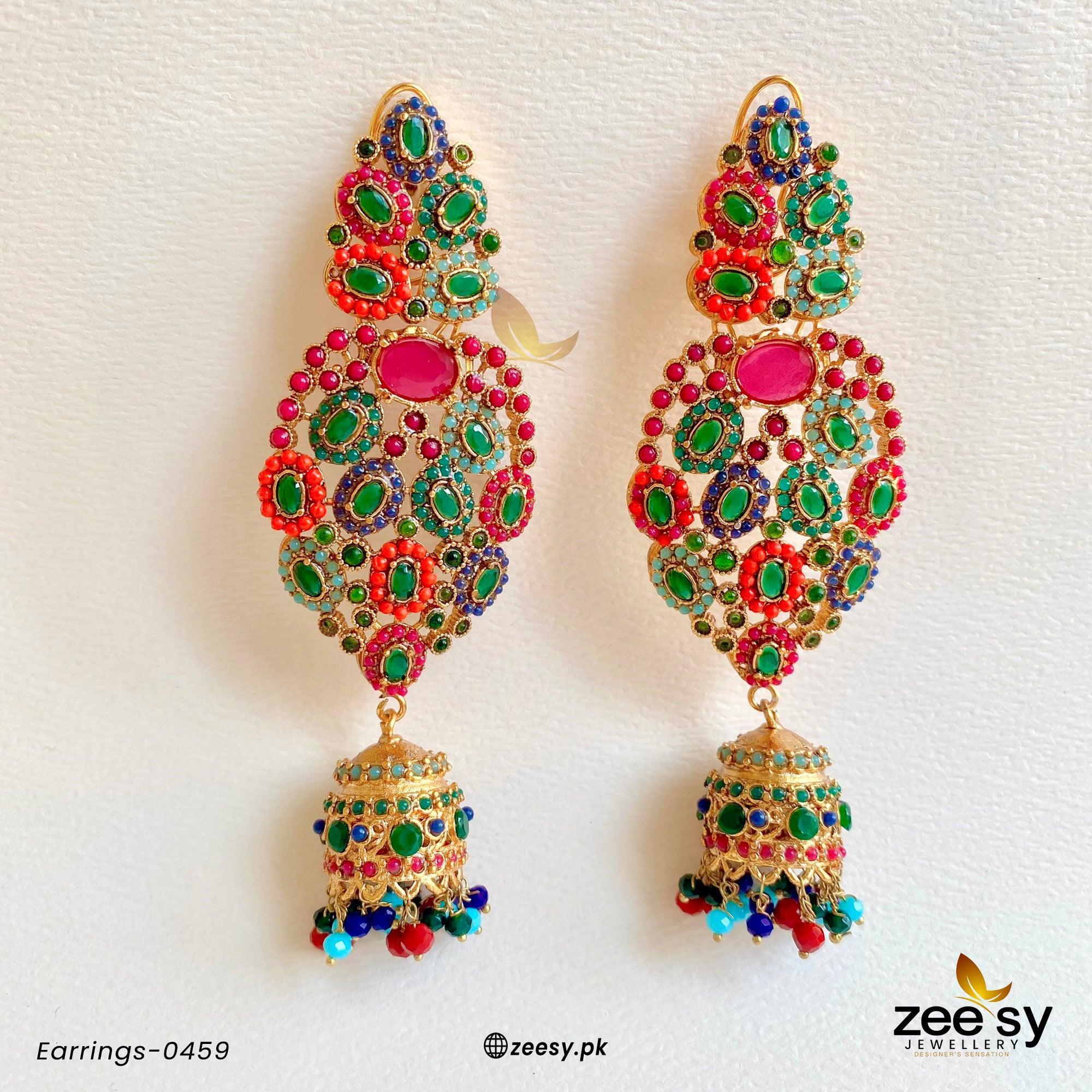 Earrings-0459 Red - Zeesy Jewellery