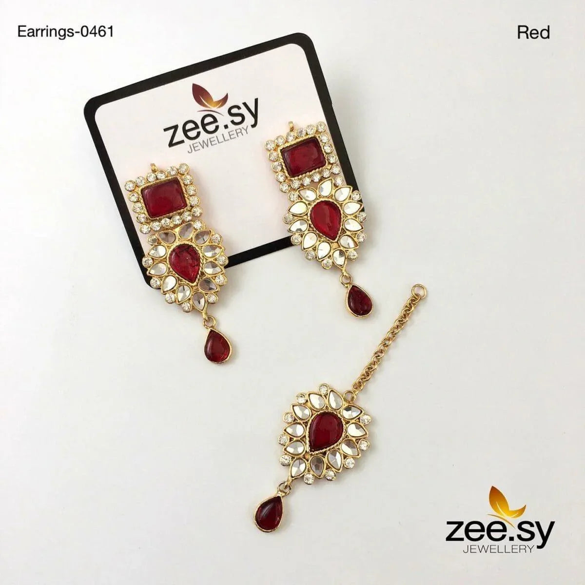 EARRINGS-0461 Red - Zeesy Jewellery