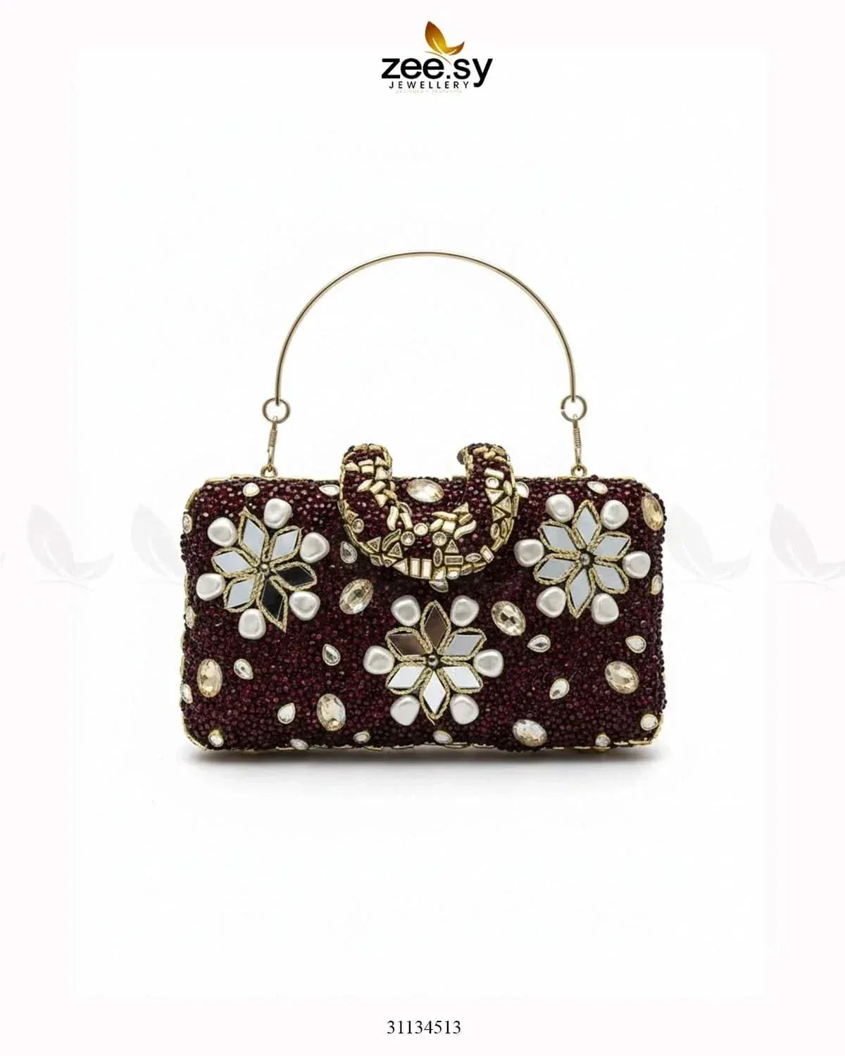 Elegant Ruby Crystal Clutch Bag