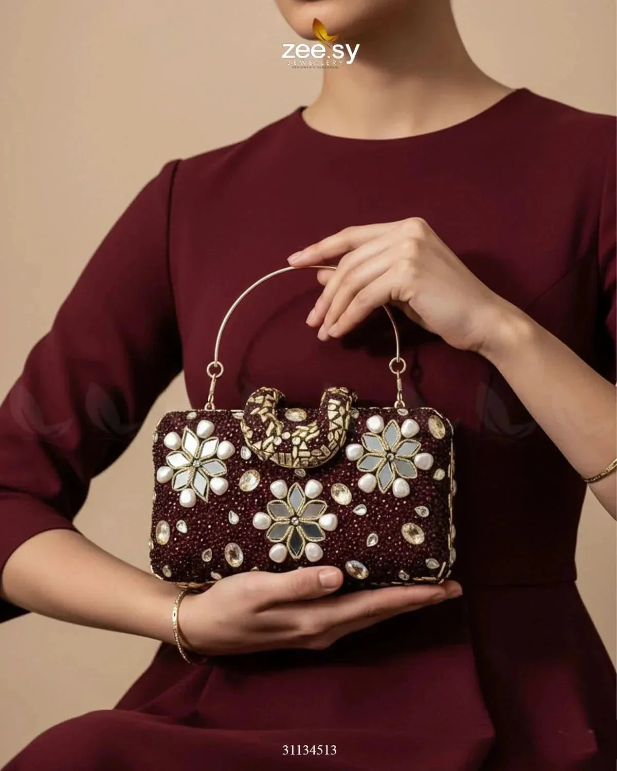 Elegant Ruby Crystal Clutch Bag