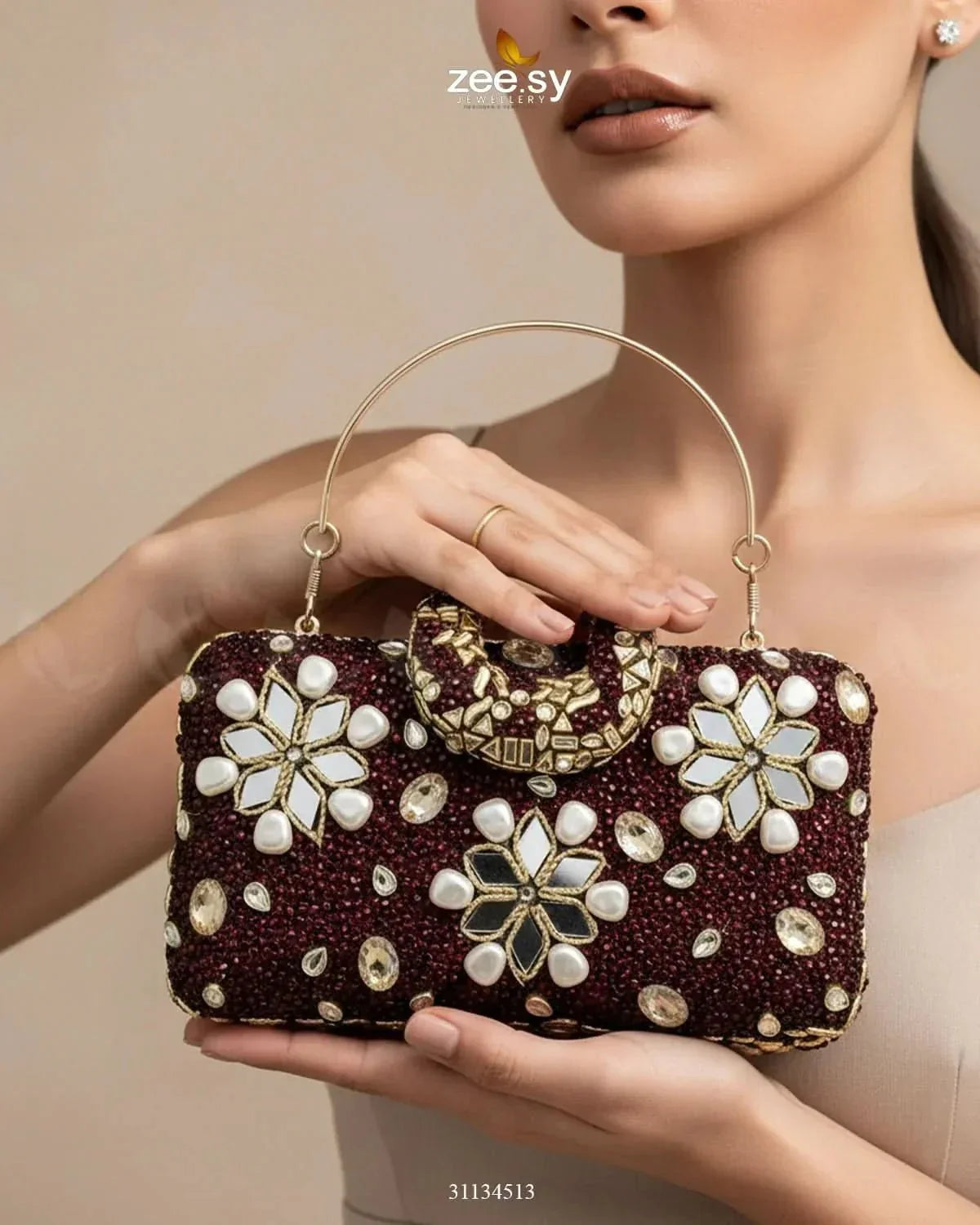 Elegant Ruby Crystal Clutch Bag