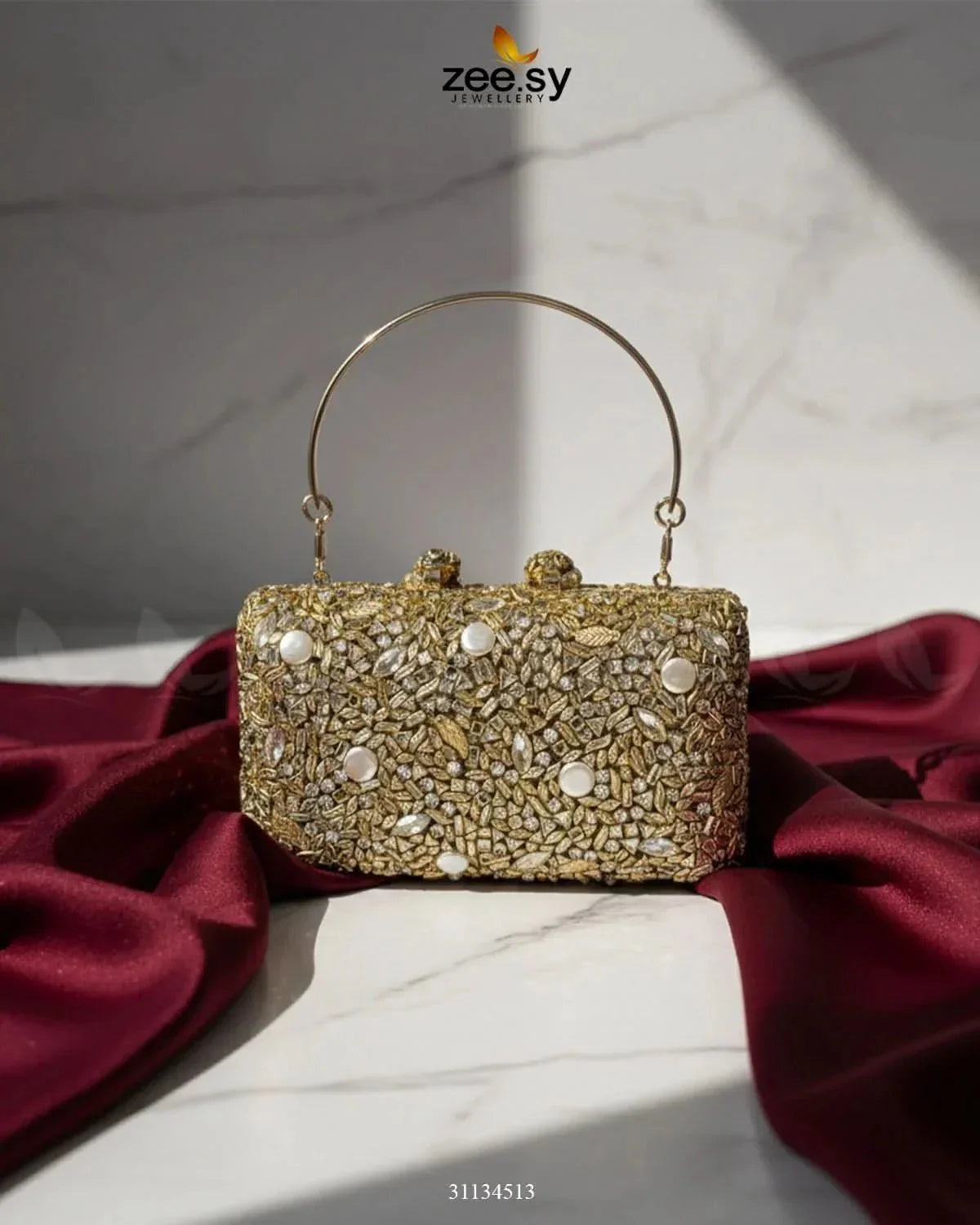 Elegant Ruby Crystal Clutch Bag