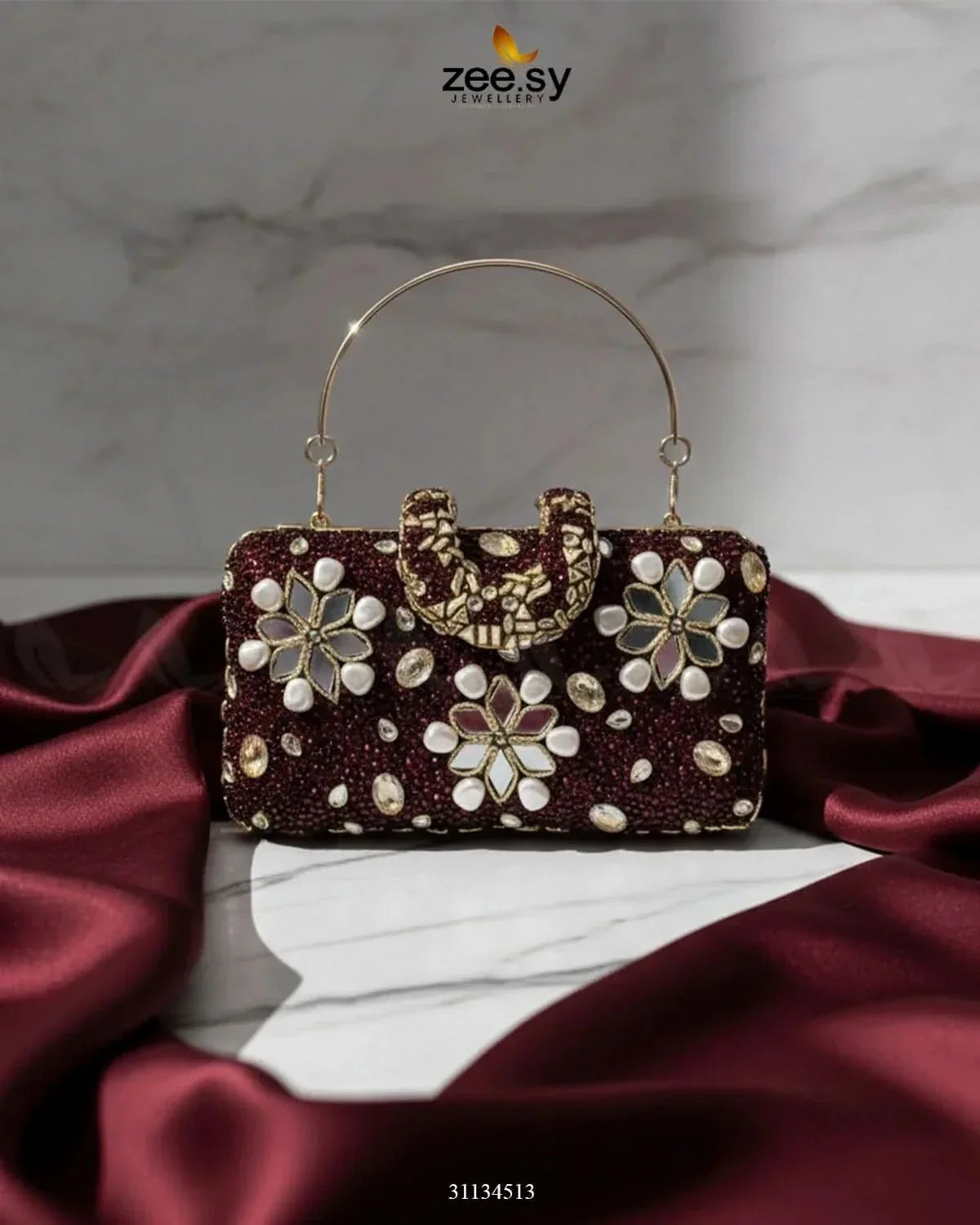 Elegant Ruby Crystal Clutch Bag