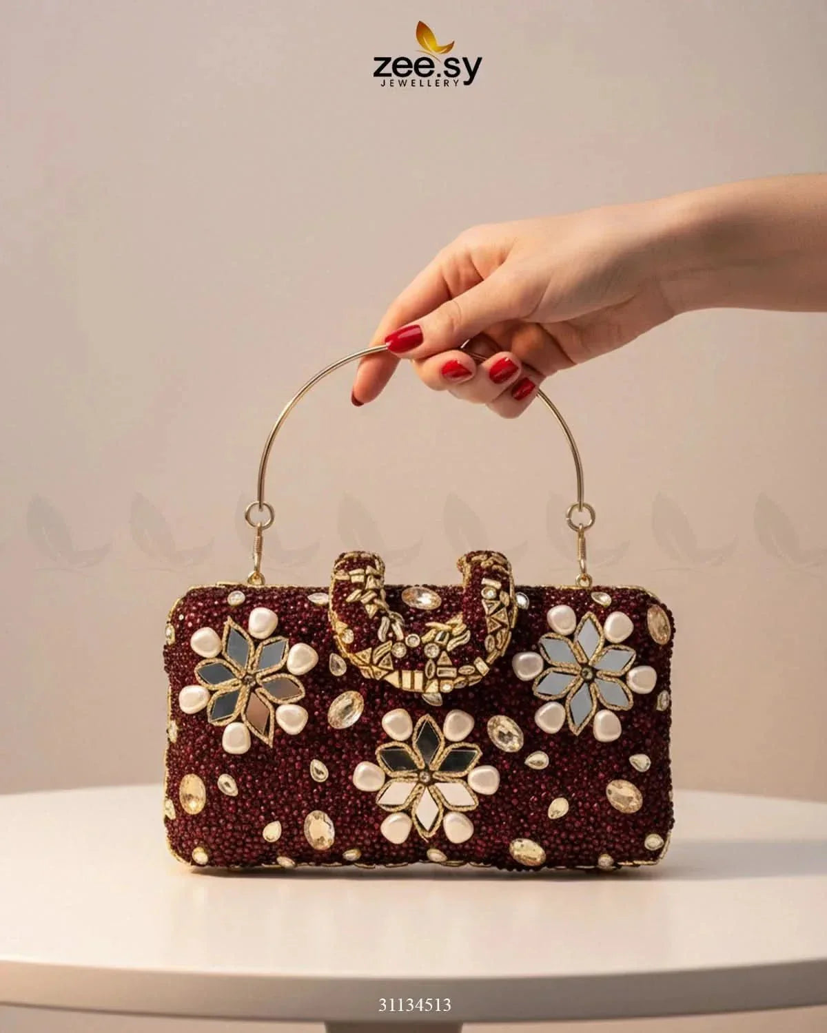 Elegant Ruby Crystal Clutch Bag