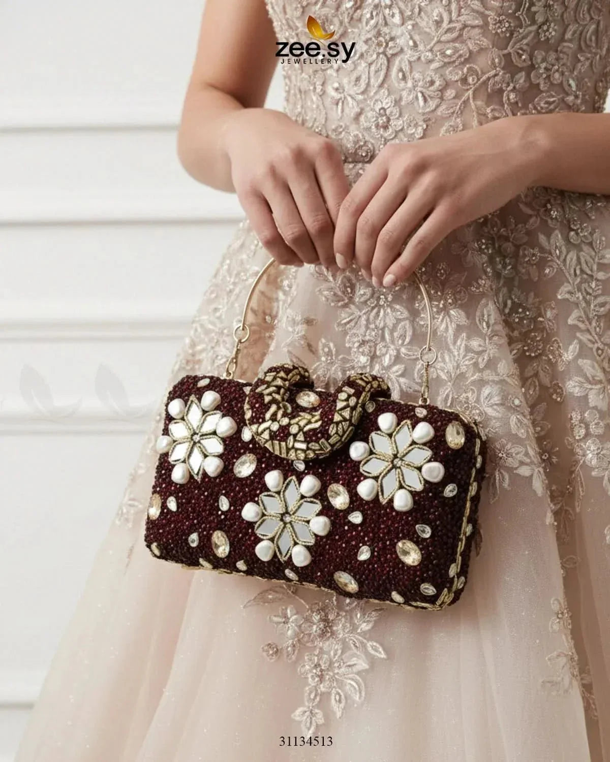 Elegant Ruby Crystal Clutch Bag