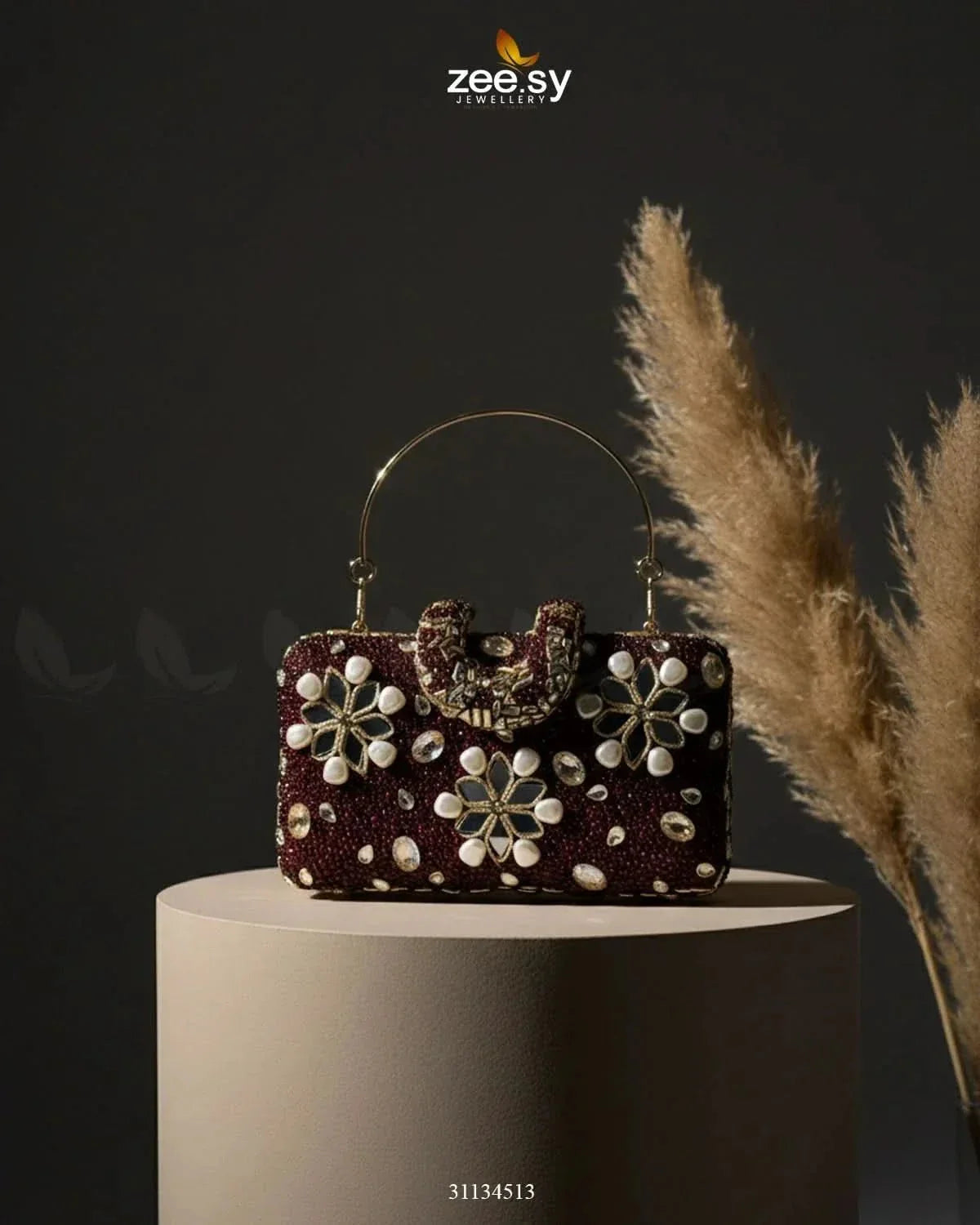 Elegant Ruby Crystal Clutch Bag