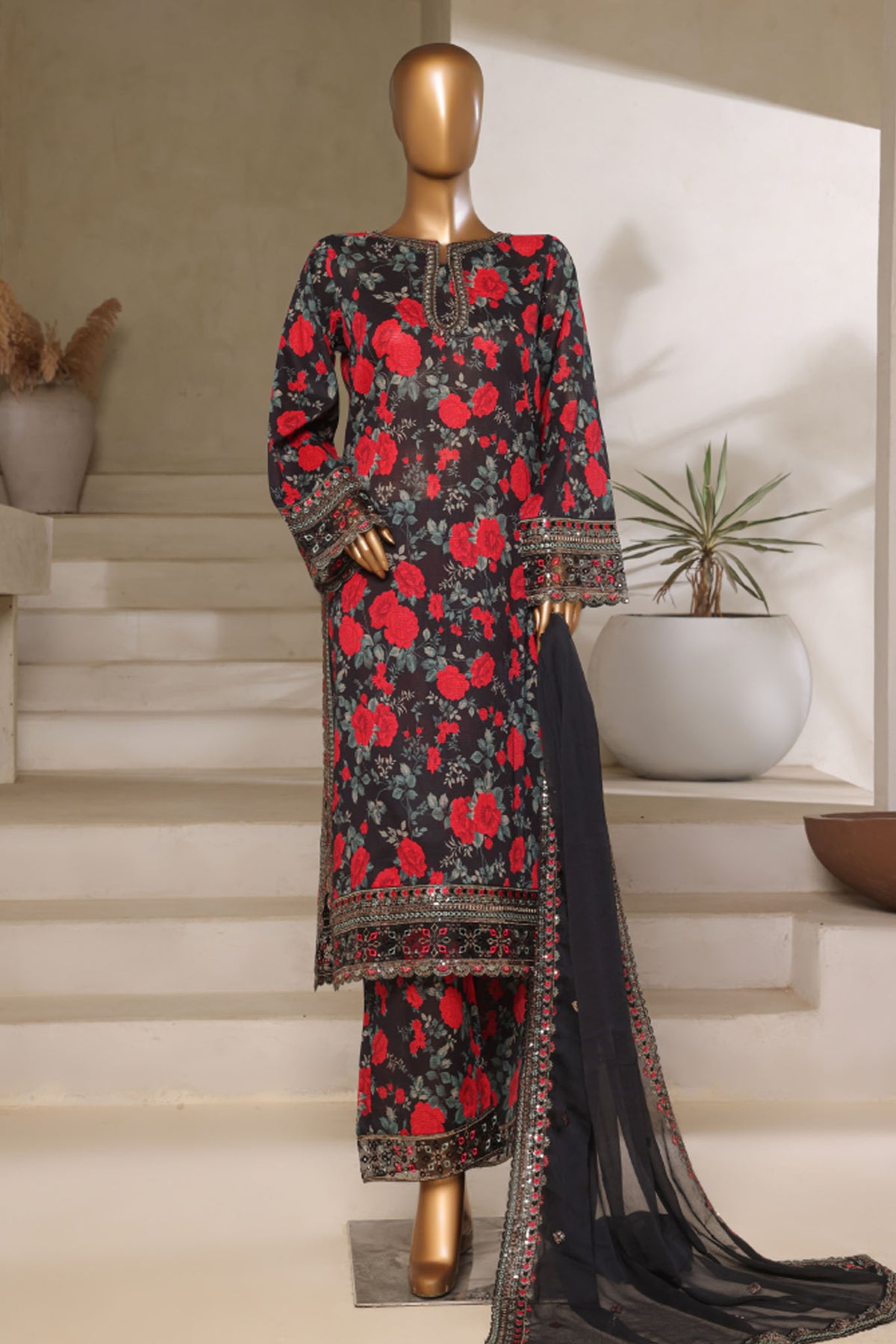 Malika By Sada Bahar Stitched 3 Piece Emb Festive Vol-05 Collection'2025-EMB-2126-Black
