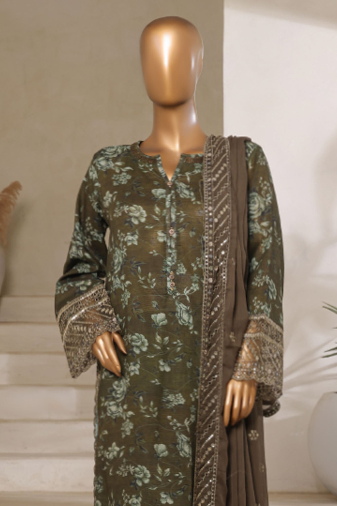 Malika By Sada Bahar Stitched 3 Piece Emb Festive Vol-05 Collection'2025-EMB-2128-Mehndi
