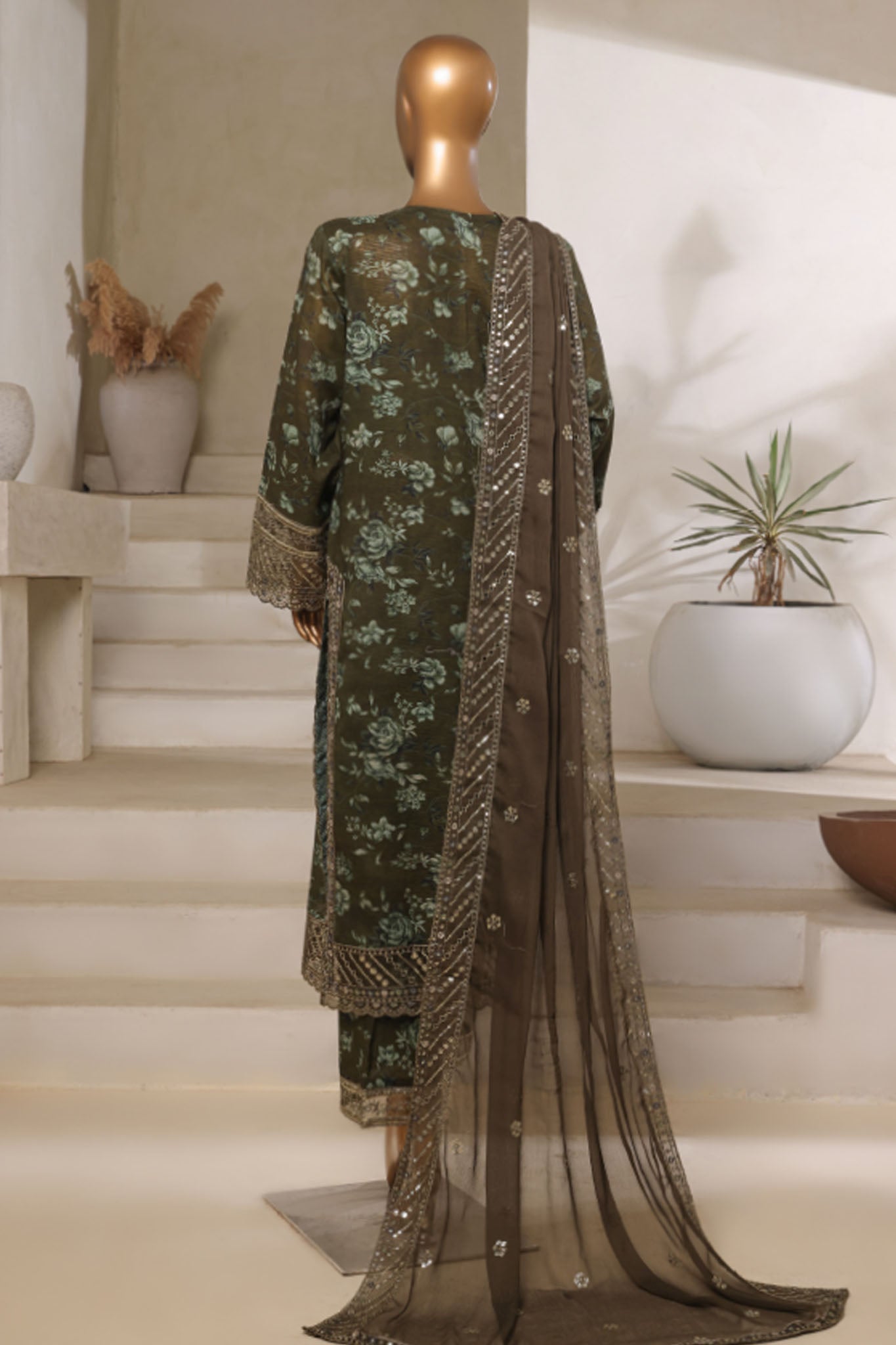 Malika By Sada Bahar Stitched 3 Piece Emb Festive Vol-05 Collection'2025-EMB-2128-Mehndi