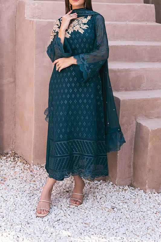 Azure Ensembles 3 Piece Unstitched Festive Formals Collection'2024-AS-115-Emerald Bloom