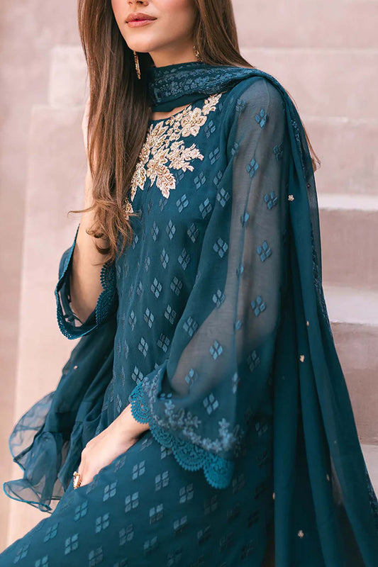 Azure Ensembles 3 Piece Unstitched Festive Formals Collection'2024-AS-115-Emerald Bloom