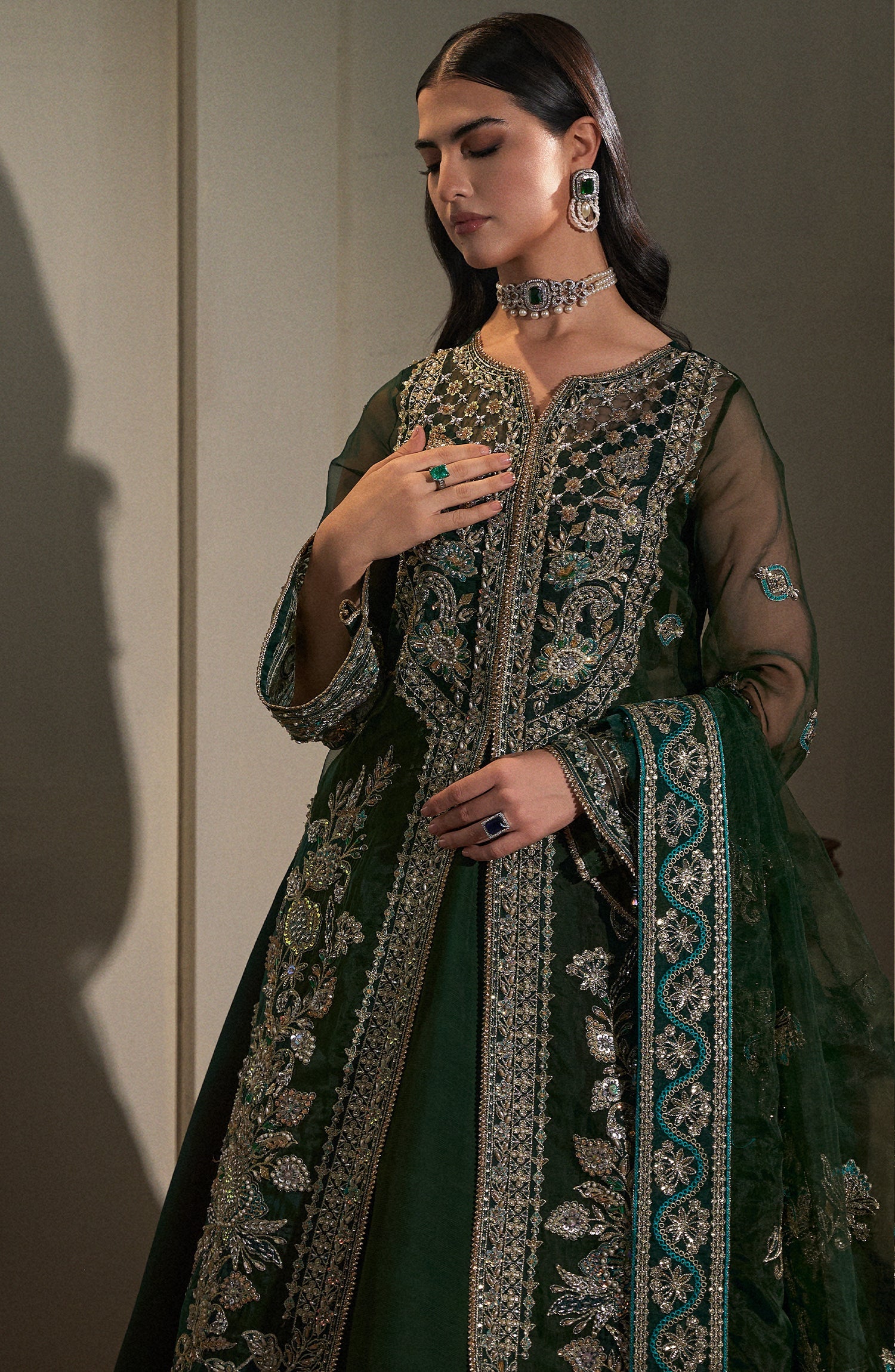 Mehar O Maah By Fabiha Fatima Unstitched 3 Piece Formals Collection'2025-Emerald