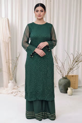 Madiha Gohar Stitched 3 Piece Emb Suit-Emerald Aura-Sequin Work