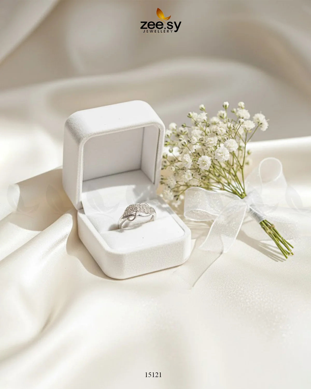 Wave Grace Cluster Pave Ring - Zeesy Jewellery