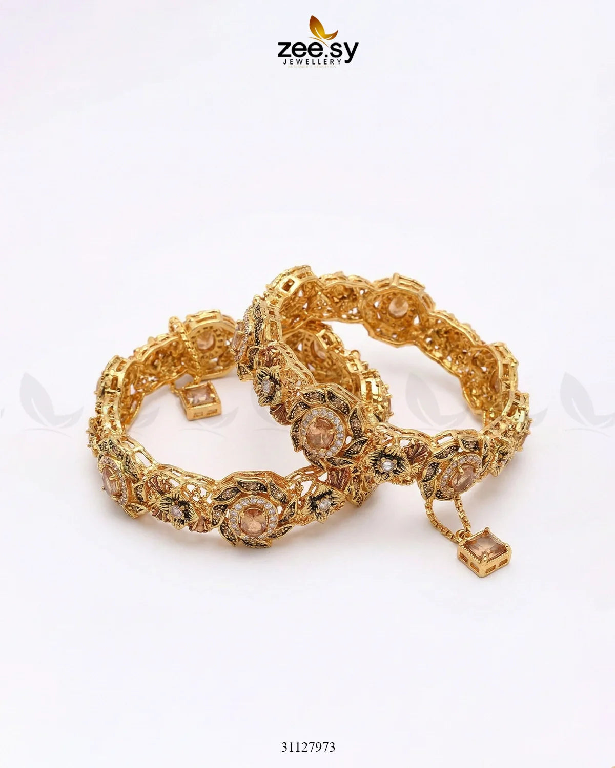 Exquisite Noori Glitz Bangles Champagne - Zeesy Jewellery