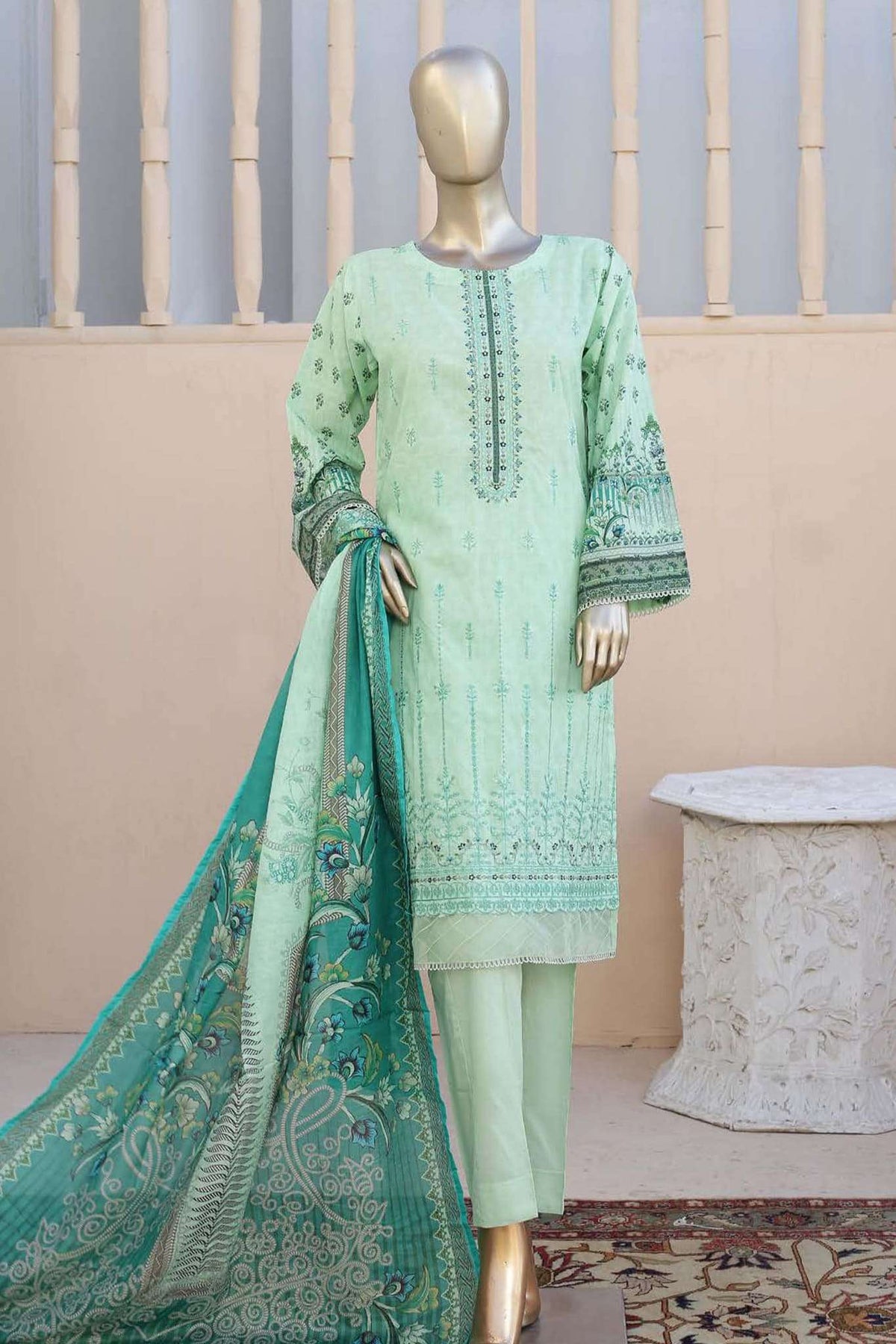 Affifa by Bin Saeed Stitched 3 Piece Embroidered Lawn Vol-01 Collection'2023-F-0392-Pista