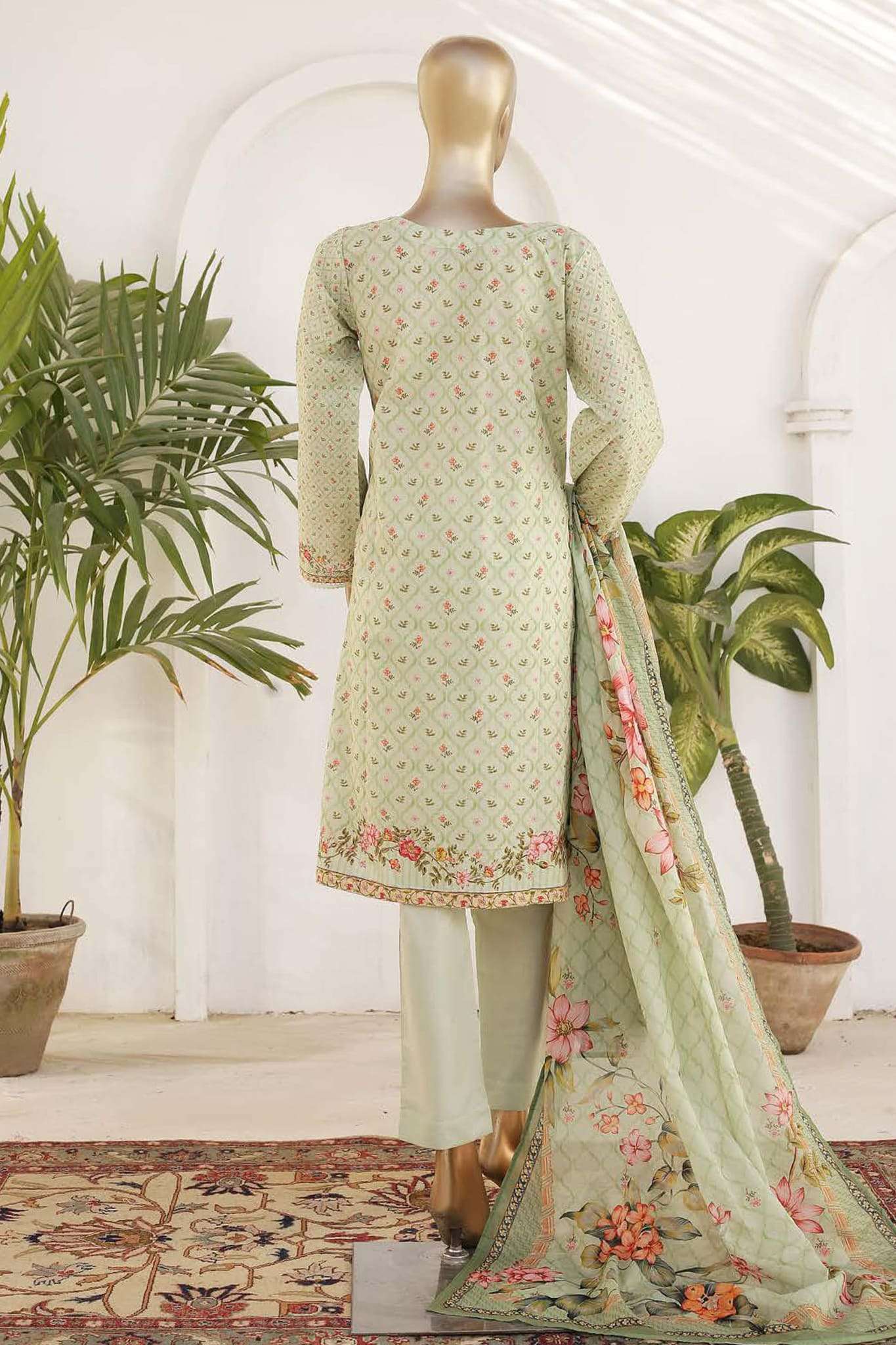 Affifa by Bin Saeed Stitched 3 Piece Embroidered Lawn Vol-03 Collection'2023-F-0393-Green