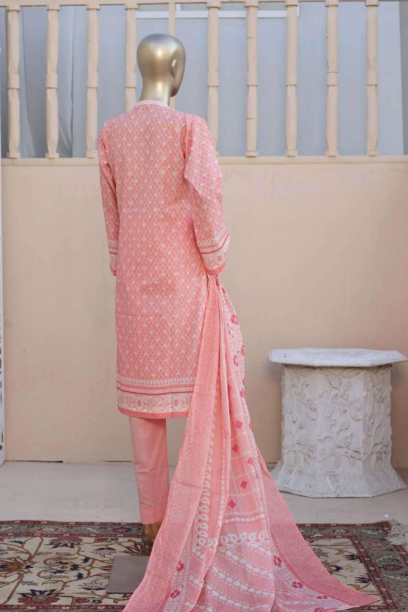 Affifa by Bin Saeed Stitched 3 Piece Embroidered Lawn Vol-01 Collection'2023-F-0396-Pink