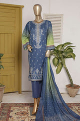 Affifa by Bin Saeed Stitched 3 Piece Embroidered Lawn Vol-02 Collection'2023-F-0405-Blue