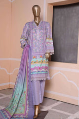 Affifa by Bin Saeed Stitched 3 Piece Embroidered Lawn Vol-04 Collection'2023-F-0470-Purple