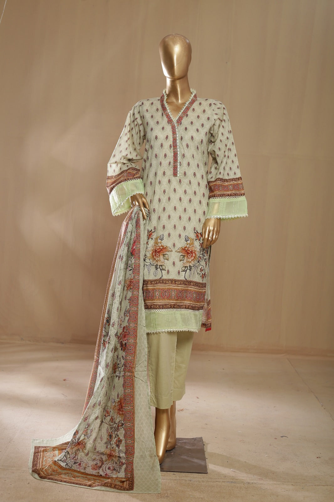 Bin Saeed Stitched 3 Piece Printed Summer Lawn Collection'2023-F-0471