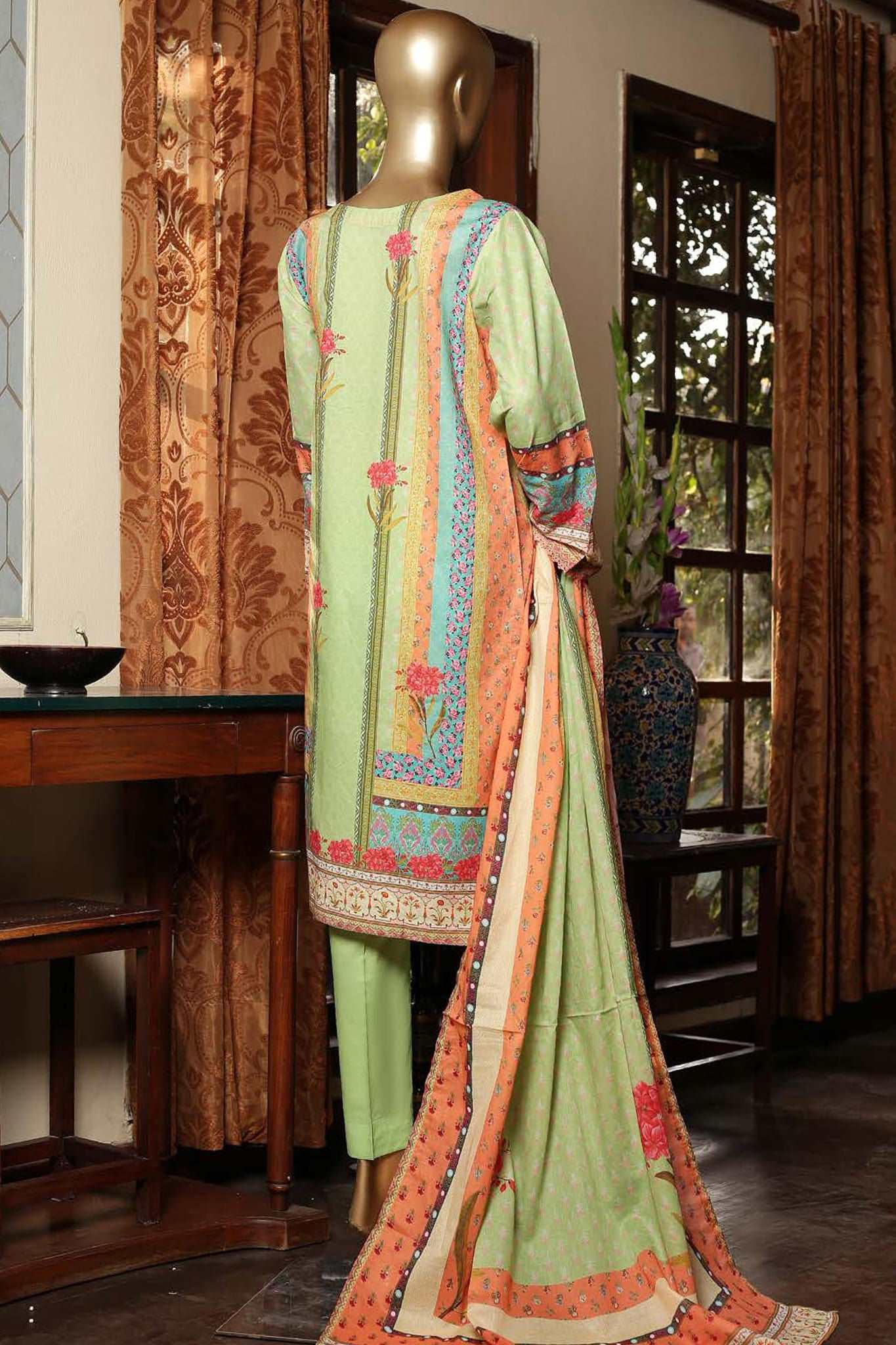 Affifa by Bin Saeed Stitched 3 Piece Embroidered Lawn Vol-02 Collection'2023-F-0473-Green