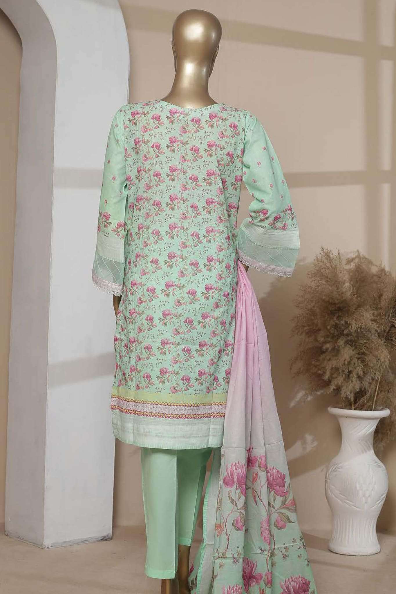 Affifa by Bin Saeed Stitched 3 Piece Embroidered Lawn Vol-02 Collection'2023-F-0478-Pista