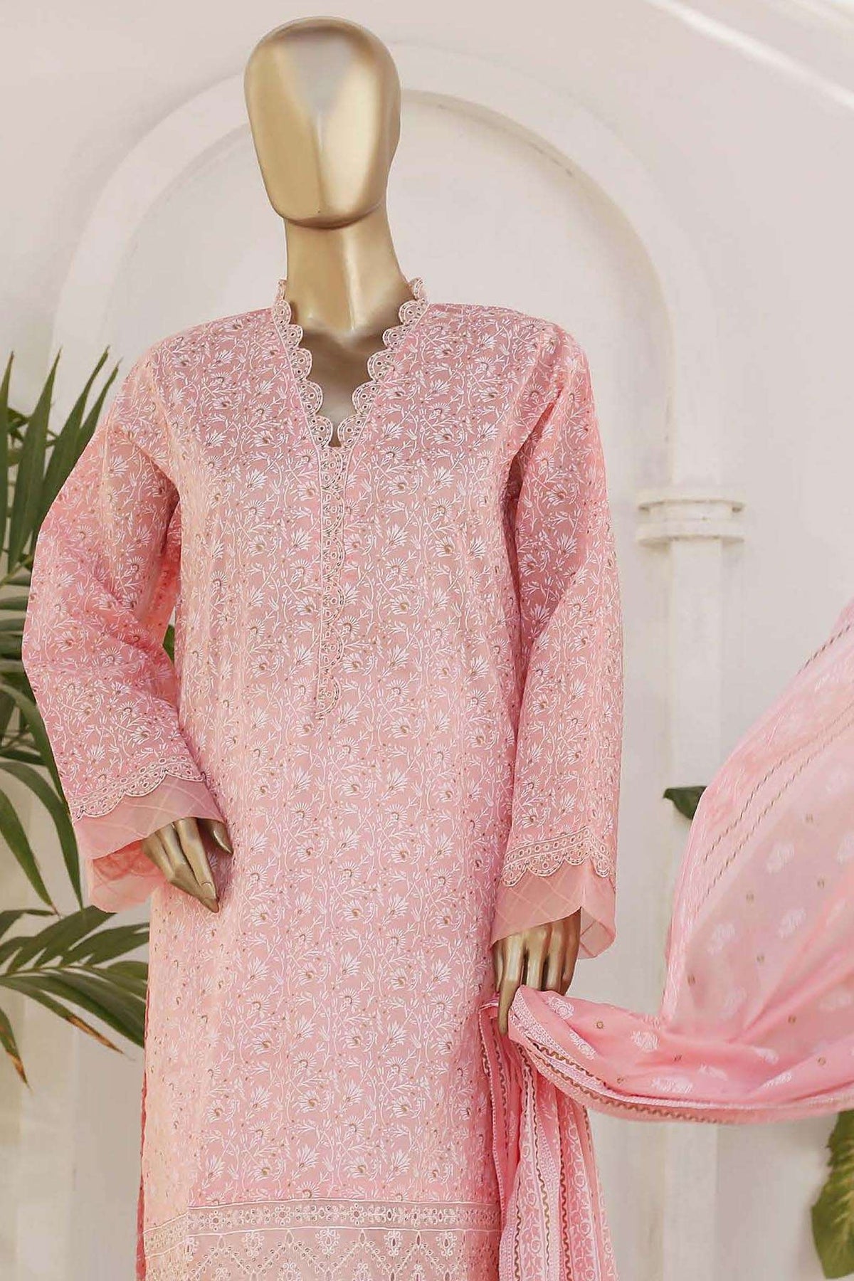 Affifa by Bin Saeed Stitched 3 Piece Embroidered Lawn Vol-01 Collection'2023-F-0517-Pink