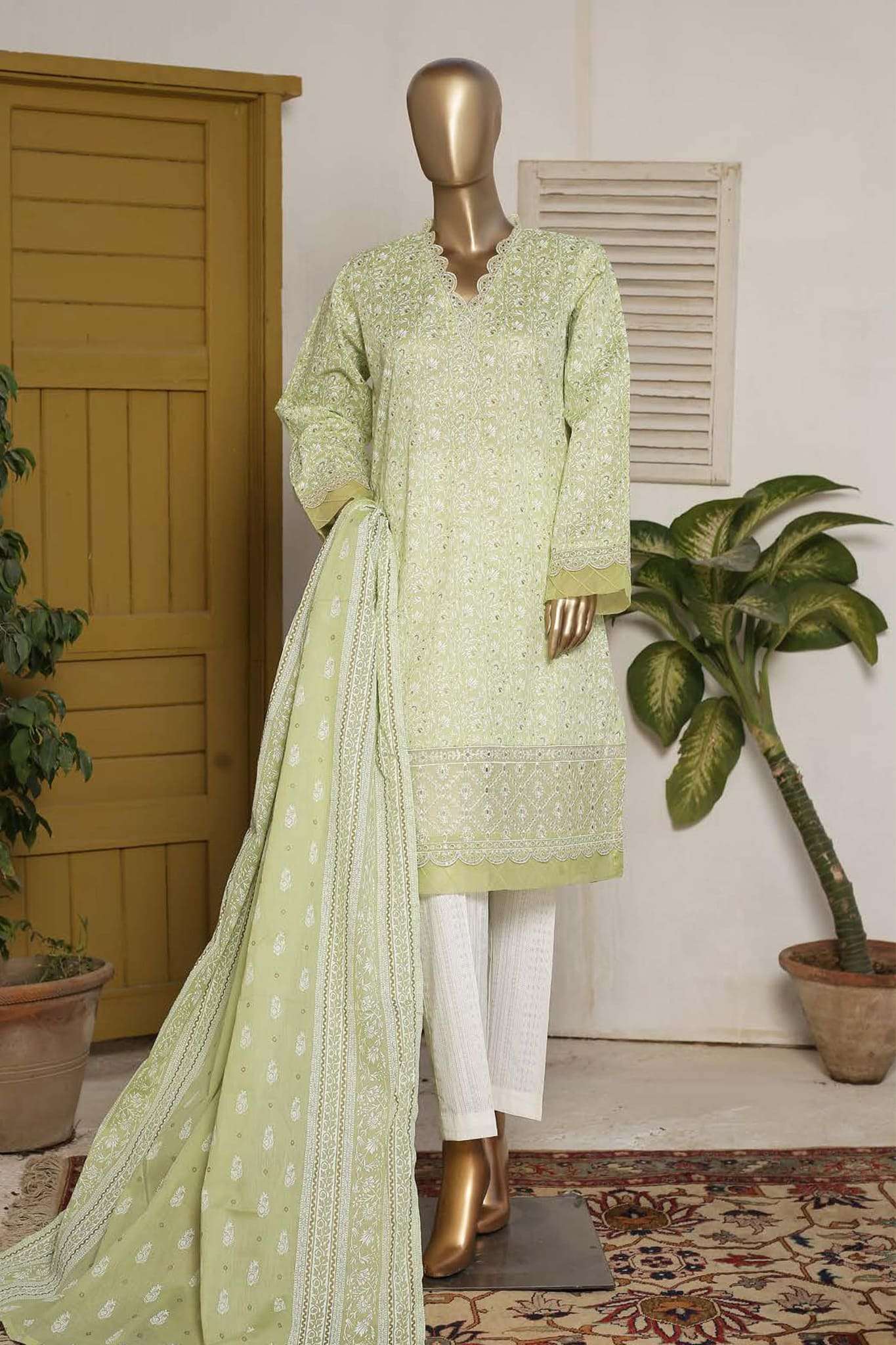 Affifa by Bin Saeed Stitched 3 Piece Embroidered Lawn Vol-01 Collection'2023-F-0518-Pista