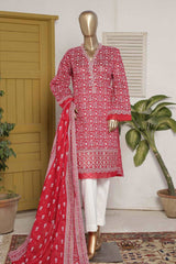 Affifa by Bin Saeed Stitched 3 Piece Embroidered Lawn Vol-02 Collection'2023-F-0521-Red