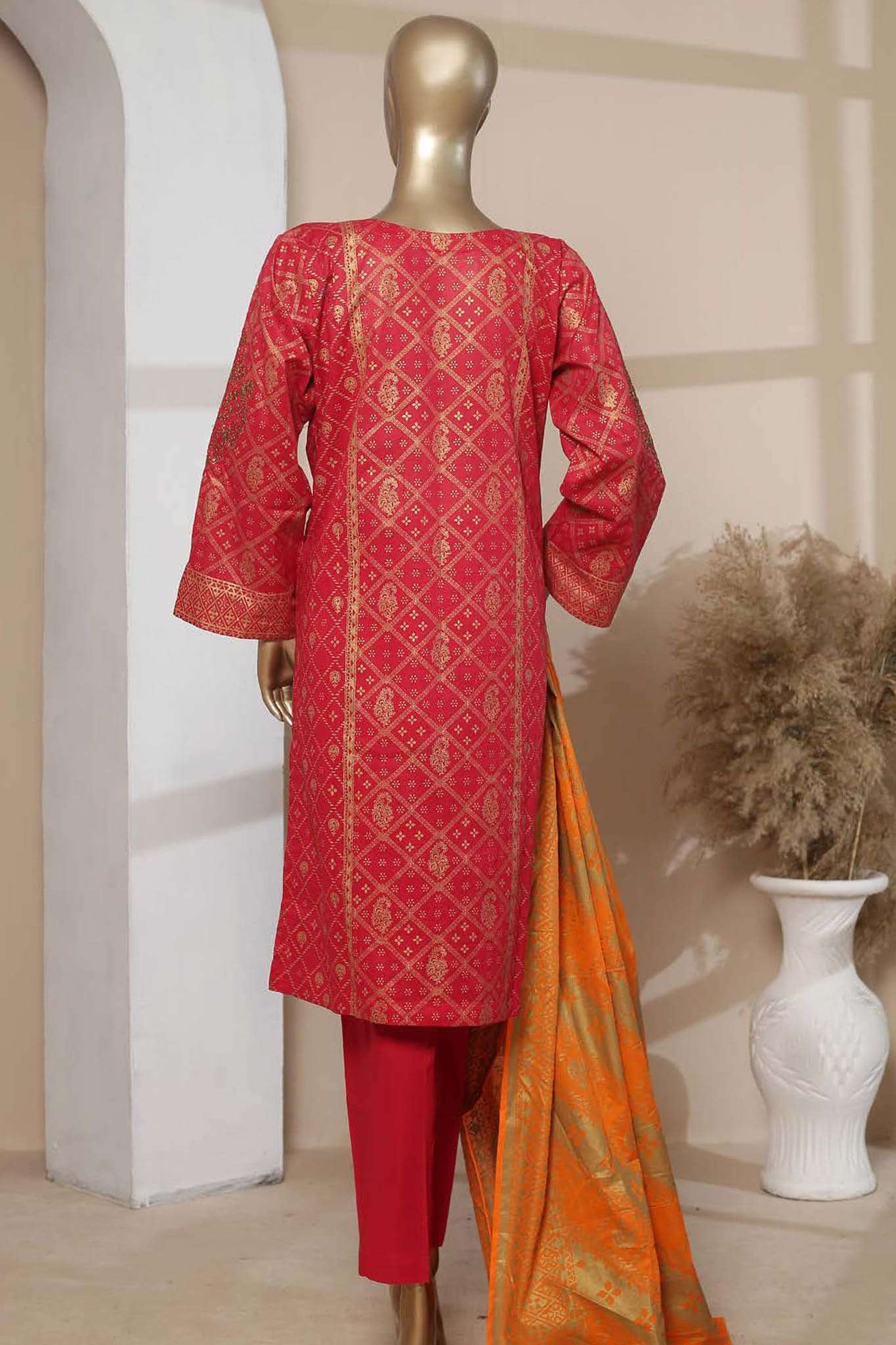 Affifa by Bin Saeed Stitched 3 Piece Embroidered Lawn Vol-03 Collection'2023-F-0534-Red