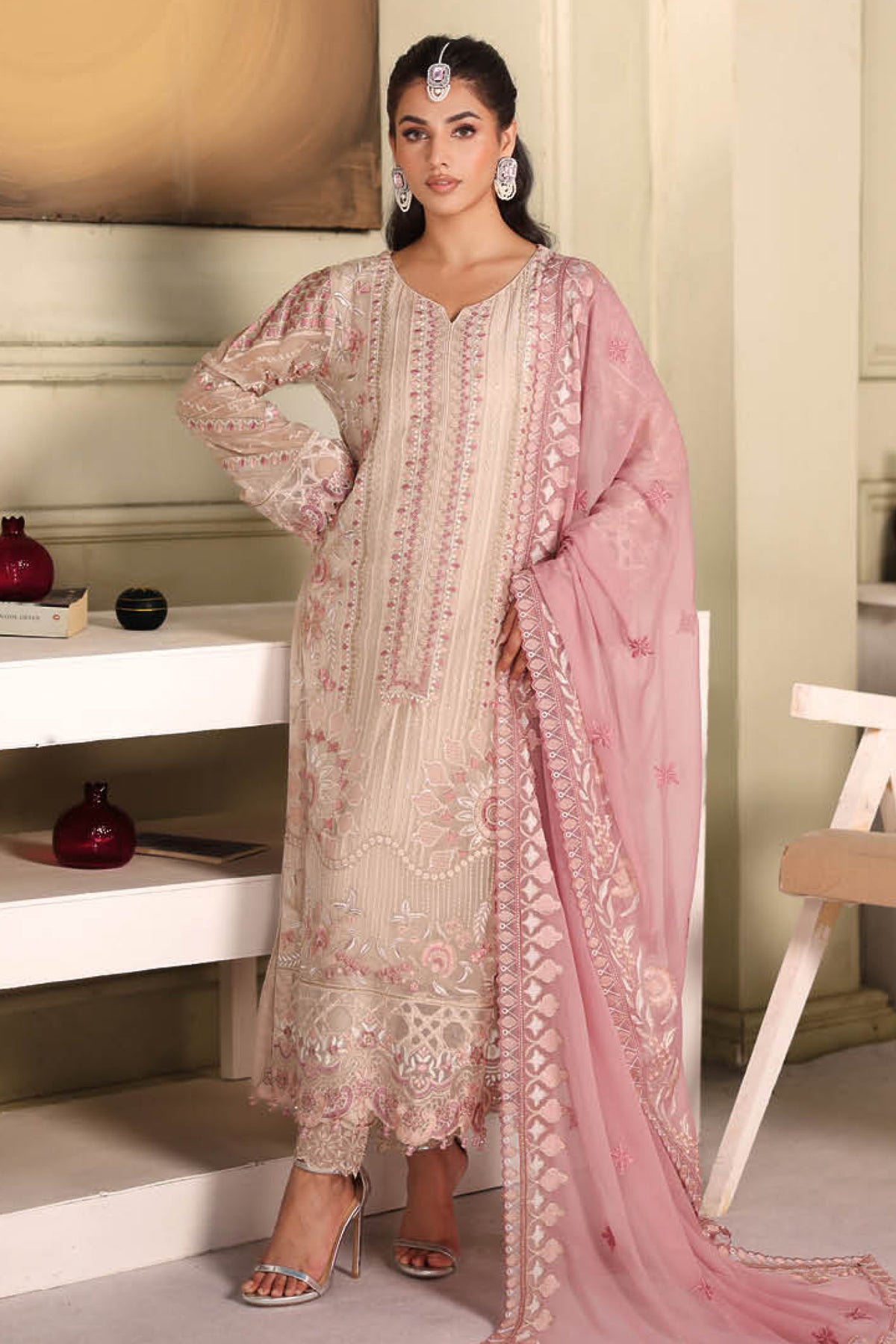 Ramsha Unstitched 3 Piece Luxury Chiffon Vol-27 Collection'2025-F-2704