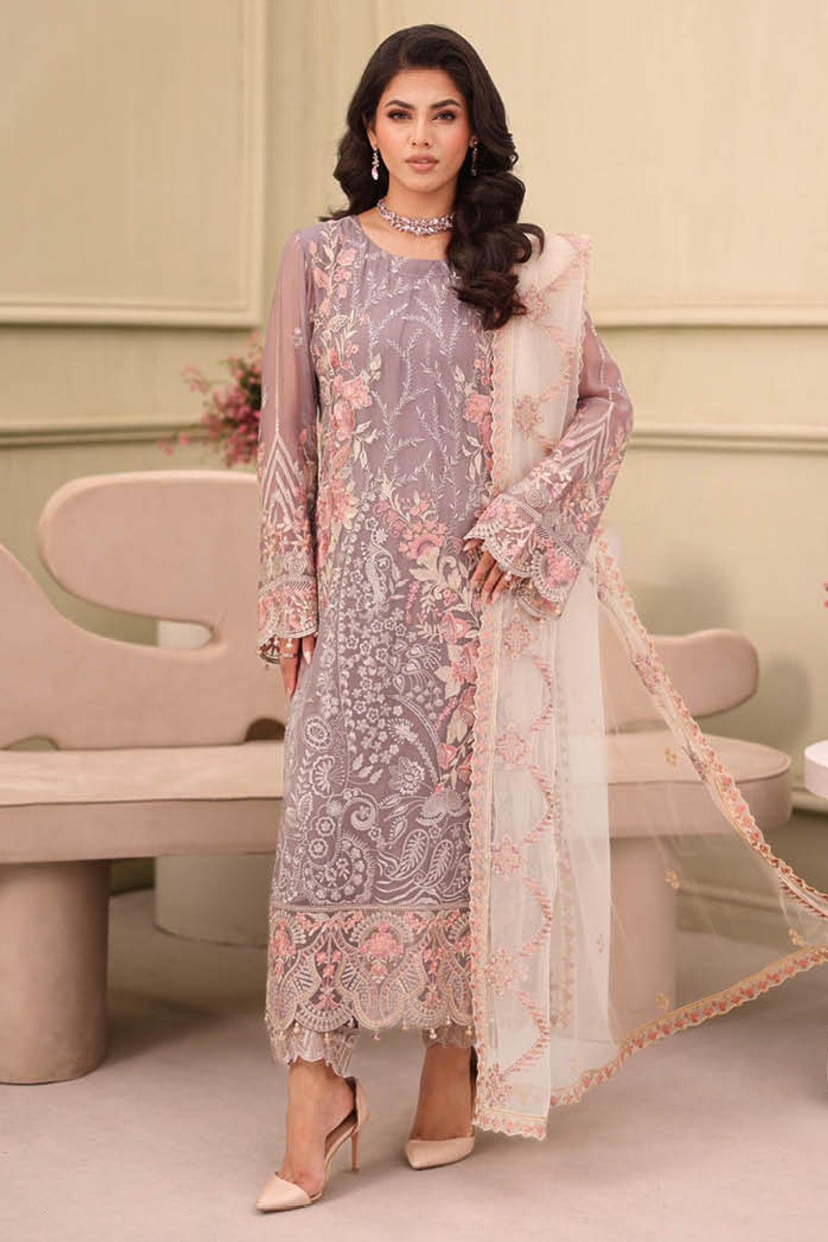 Ramsha Unstitched 3 Piece Luxury Chiffon Vol-27 Collection'2025-F-2712