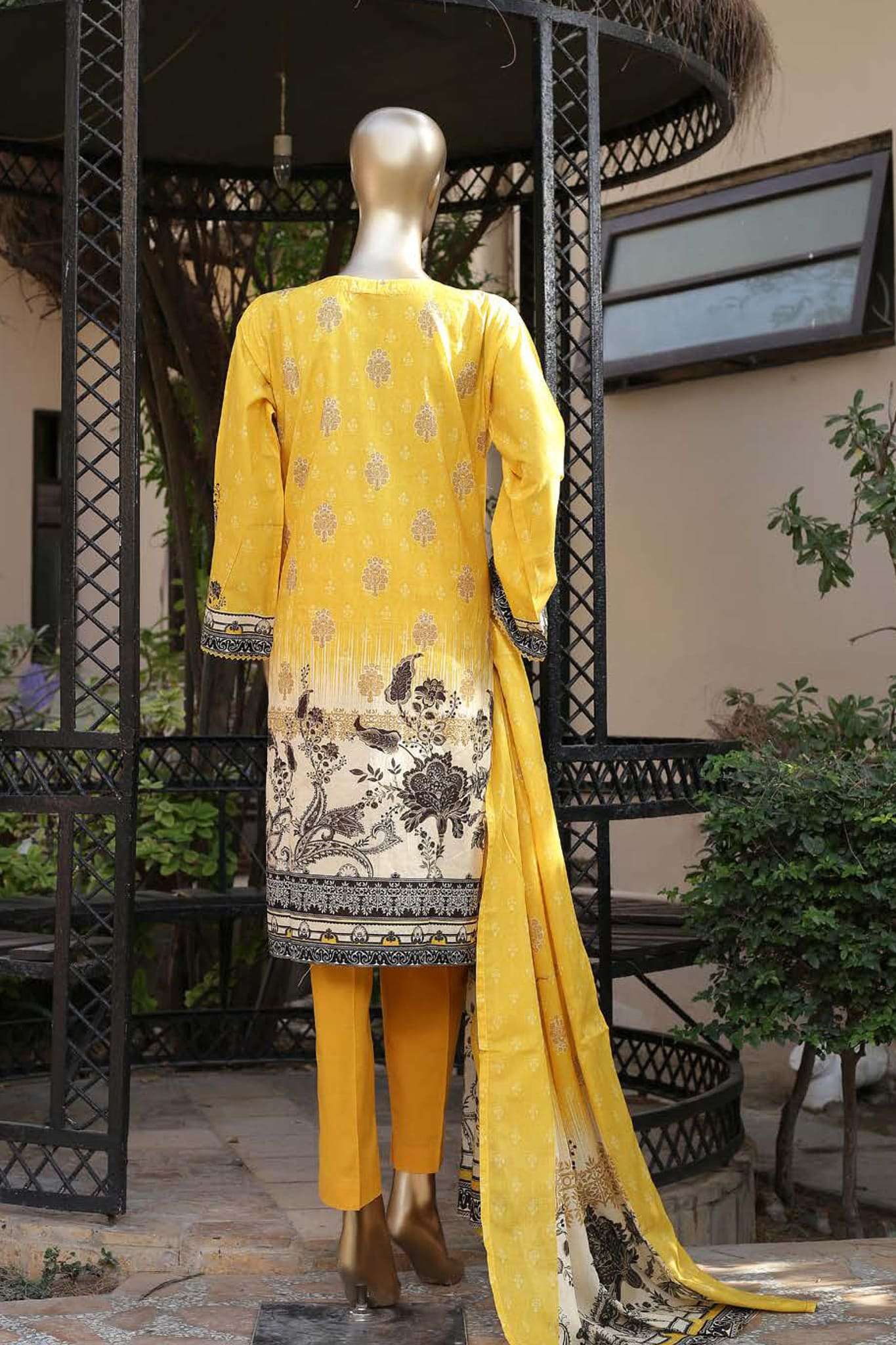 Affifa by Bin Saeed Stitched 3 Piece Embroidered Lawn Vol-04 Collection'2023-F-391-Yellow