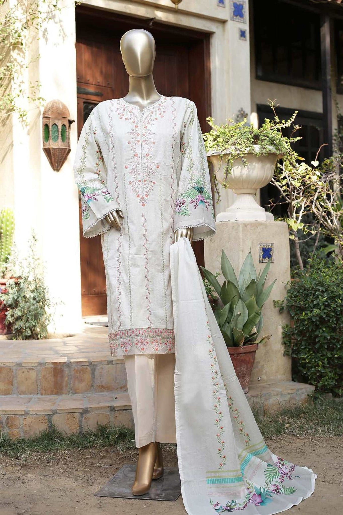 Affifa by Bin Saeed Stitched 3 Piece Embroidered Lawn Vol-04 Collection'2023-F-399-Skin