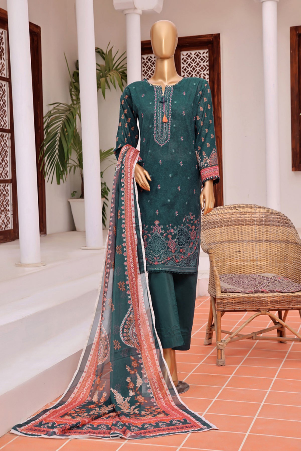 Aashkaar By Hz Stitched 3 Piece Emb Lawn Series Collection'2024-FEL-405