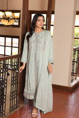 Rang E Khas By Fatima Nehal Stitched 3 Piece Luxury Chiffon Suit-FN-REK-04-Off White