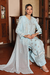 Rang E Khas By Fatima Nehal Stitched 3 Piece Luxury Chiffon Suit-FN-REK-06-Sky