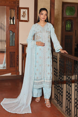 Rang E Khas By Fatima Nehal Stitched 3 Piece Luxury Chiffon Suit-FN-REK-06-Sky