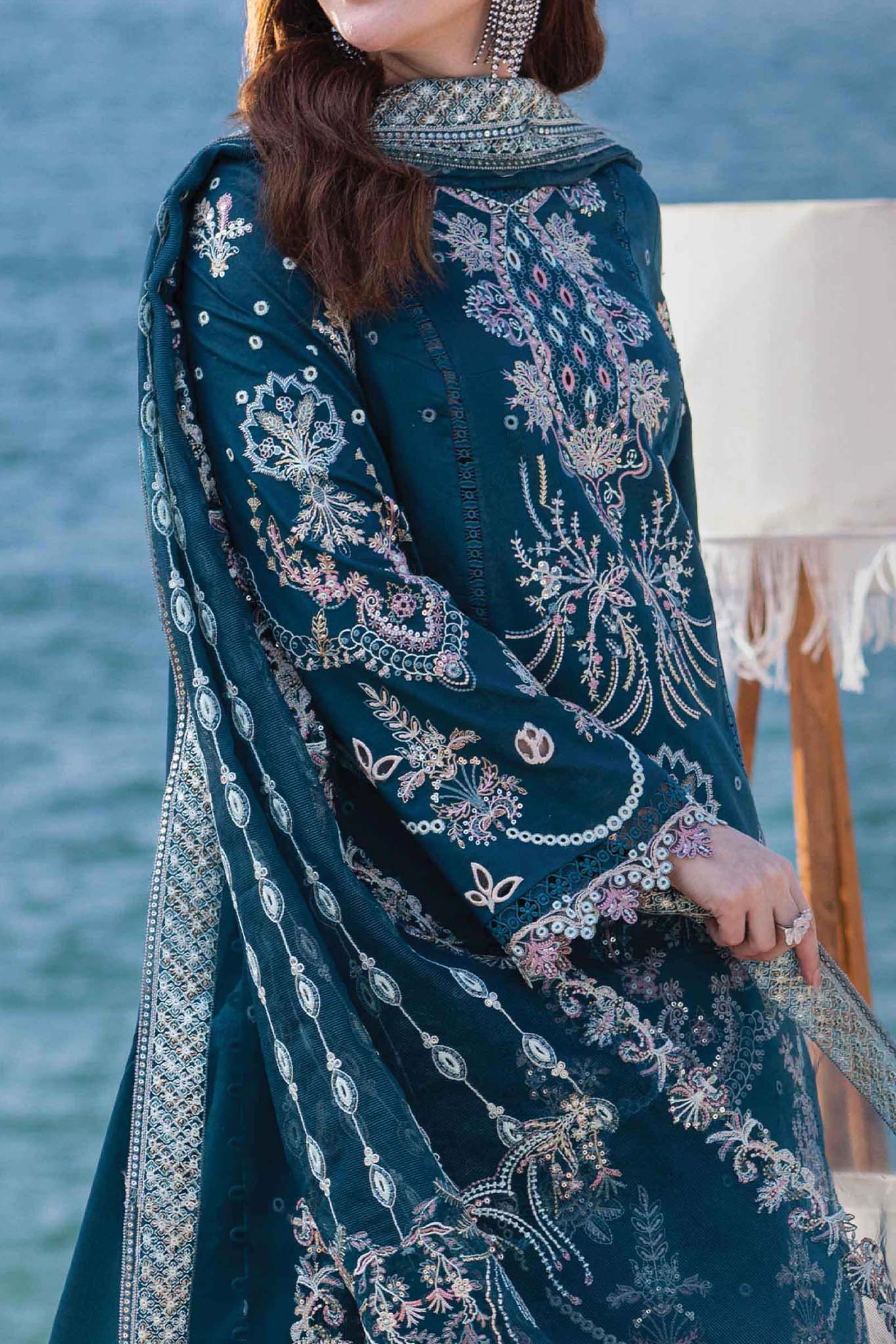 Sahil Kinare by Qalamkar Unstitched 3 Piece Luxury Lawn Collection’2024-FP-16-Kira